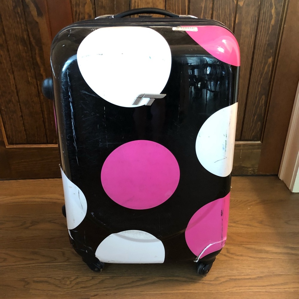 Large check luggage suitcase